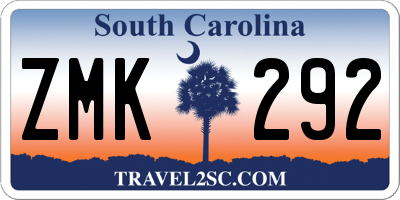 SC license plate ZMK292