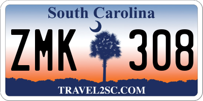 SC license plate ZMK308