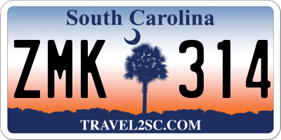 SC license plate ZMK314
