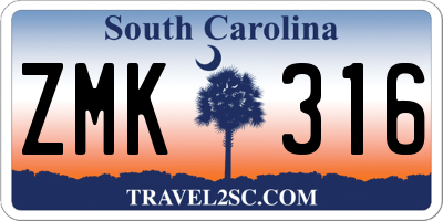 SC license plate ZMK316