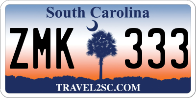 SC license plate ZMK333