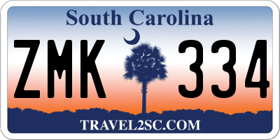 SC license plate ZMK334