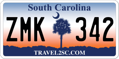 SC license plate ZMK342