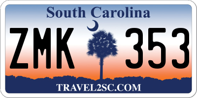 SC license plate ZMK353