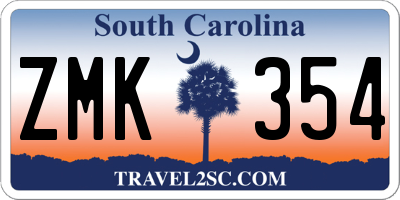 SC license plate ZMK354