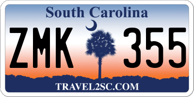 SC license plate ZMK355