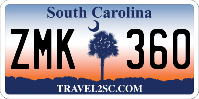 SC license plate ZMK360