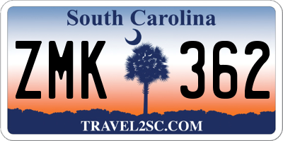 SC license plate ZMK362