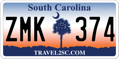 SC license plate ZMK374