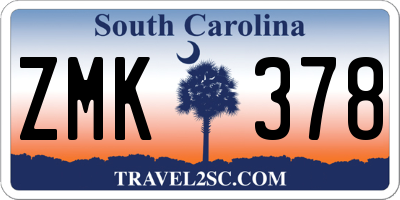 SC license plate ZMK378