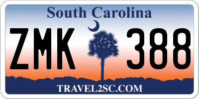 SC license plate ZMK388