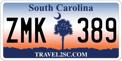 SC license plate ZMK389