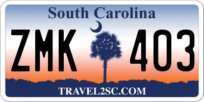 SC license plate ZMK403