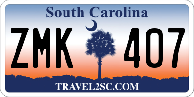 SC license plate ZMK407