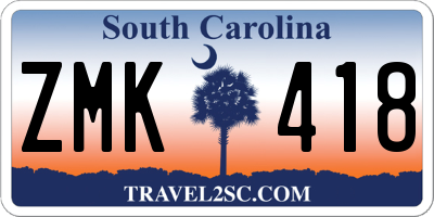 SC license plate ZMK418