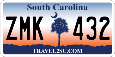 SC license plate ZMK432
