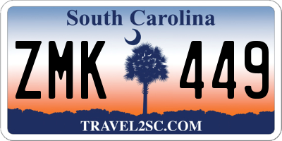 SC license plate ZMK449