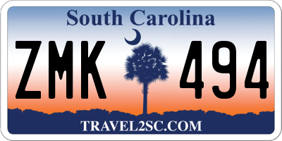 SC license plate ZMK494