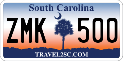 SC license plate ZMK500
