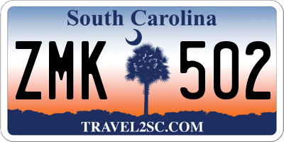 SC license plate ZMK502