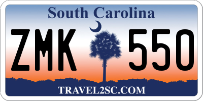 SC license plate ZMK550
