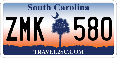 SC license plate ZMK580