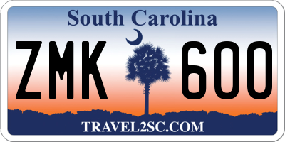 SC license plate ZMK600