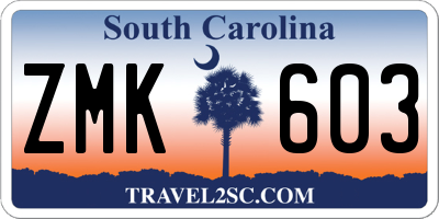 SC license plate ZMK603