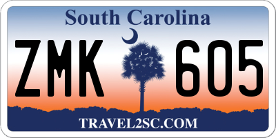 SC license plate ZMK605