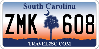 SC license plate ZMK608