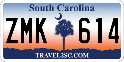 SC license plate ZMK614