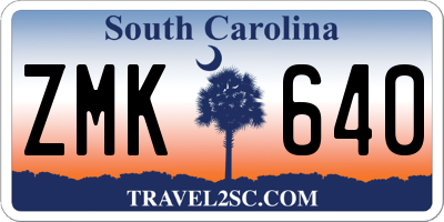 SC license plate ZMK640