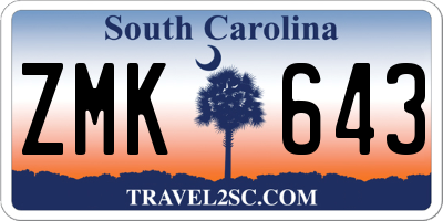 SC license plate ZMK643