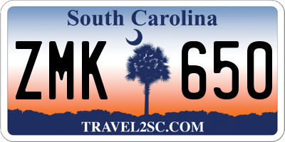 SC license plate ZMK650