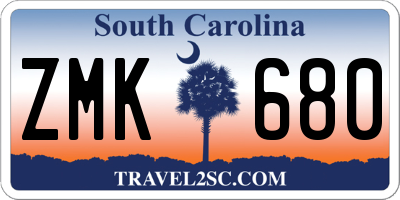 SC license plate ZMK680