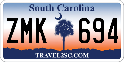 SC license plate ZMK694