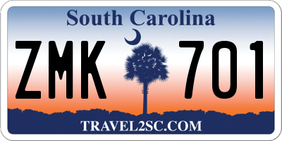 SC license plate ZMK701