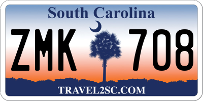 SC license plate ZMK708