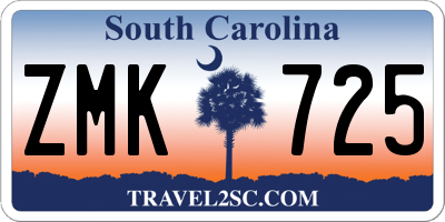SC license plate ZMK725