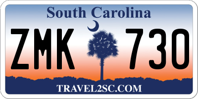 SC license plate ZMK730