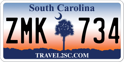 SC license plate ZMK734