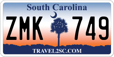 SC license plate ZMK749