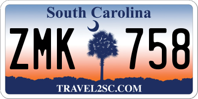 SC license plate ZMK758