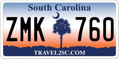 SC license plate ZMK760