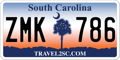 SC license plate ZMK786