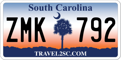 SC license plate ZMK792