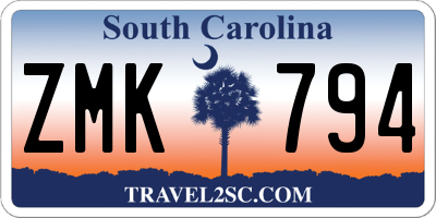 SC license plate ZMK794
