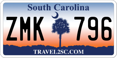 SC license plate ZMK796