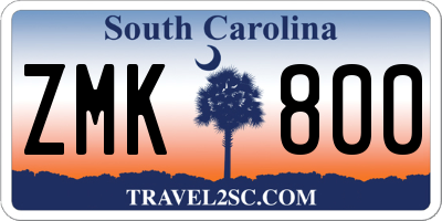SC license plate ZMK800