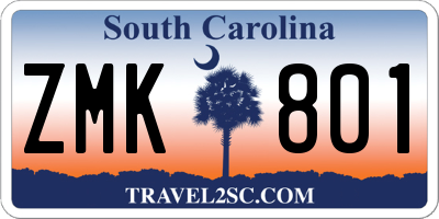SC license plate ZMK801